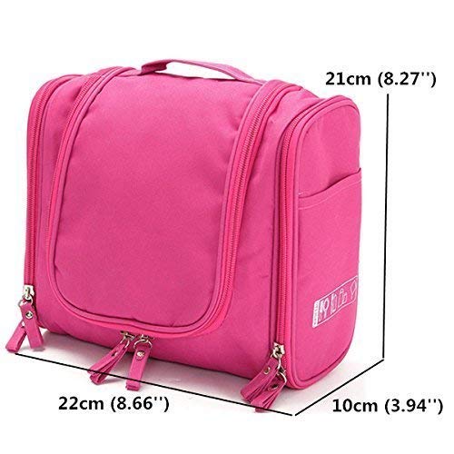 ERHETUS Multifunctional Extra Large Cosmetic Bag for Travel | Makeup Organiser for Accessories for Women | Waterproof Household Grooming Kit Storage Bags with Hook for Hanging for Men - Pink 1