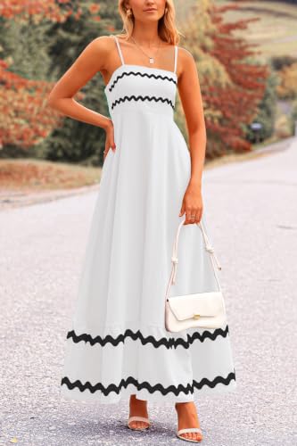Image of PRETTYGARDEN Women's 2026 Summer Flowy Maxi Dress Casual Sleeveless Spaghetti Strap Ruffle Beach Long Dresses