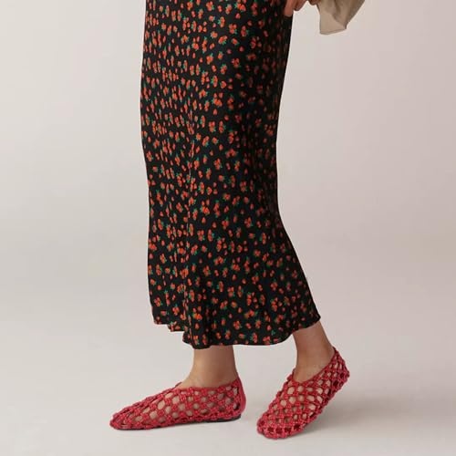 Mesh Ballet Flats for Women Woven Hollow Round Toe Beach Ballerina Flats Summer Cute Slip on Sandals Casual Mary Jane Shoes2