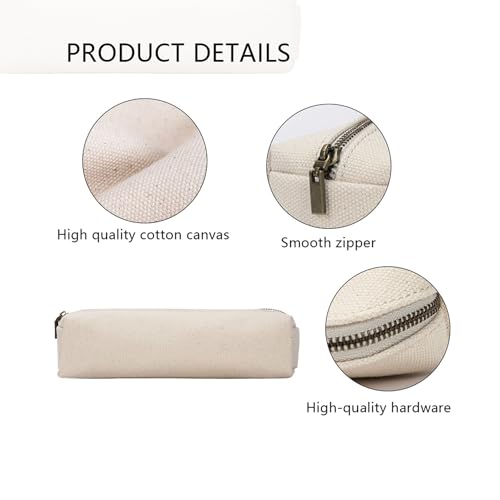 Image of Pencil Case Small Zipper Pen Pouch for School Office Art Supplies Stationery Organizer Bag for Pens Markers(Black /Canvas)