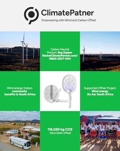 Buzbug Electric Fly Swatter, Foldable Fly Killer Electric Mosquito Swatter USB-C Rechargeable Bug Zapper Racket for Home Indoor and Outdoor Large Surface Fly Zapper Racket with 3-layer Dense Mesh