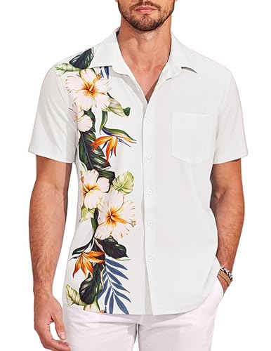 COOFANDY Mens Hawaiian Tropical Shirts Short Sleeve Button Down Summer Beach Shirt with Pocket