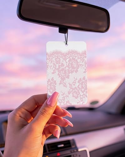 Image of Car Air Freshener Cute Pink Lace Bow Coquette Girly 5pcs Automotive Accessories Car Interior Hanging Scents Mirror Decor for Women Teen Girls