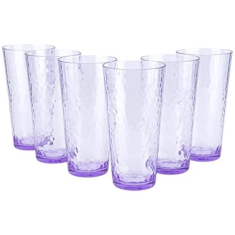 KOXIN-KARLU Mixed Drinkware 26-ounce Plastic Tumbler Acrylic Water Glasses, set of 6 Purple Cover
