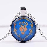 Producto de alta calidad World of Warcraft - Collar con dije de Wow Alliance Horda Bandera Logo Cabujón de cristal para regalo de recuerdo