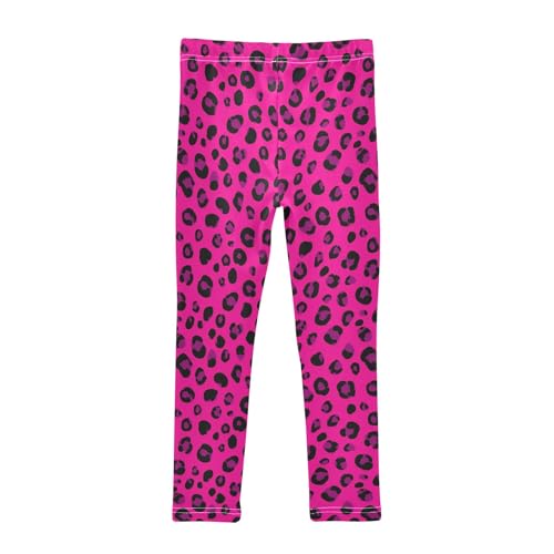 Girls' Athletic Leggings Ankle Length Yoga Dance Pants Kids Teen 4T Fluorescent Purple Leopard2