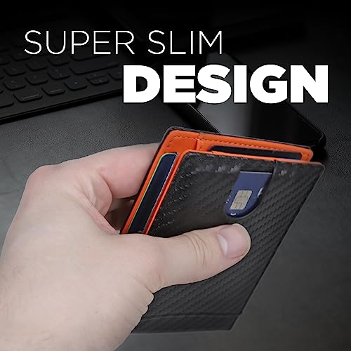 Define Essentials Carbon Fiber Minimalist Slim Bifold Wallet for Men - RFID Blocking, Money Clip, Genuine Leather - Stylish, Secure, and Functional4