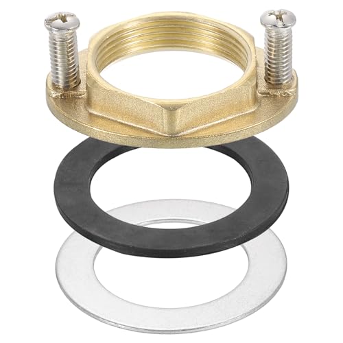sourcing map Female Thread Hex Lock Nut M32x1.5 Brass Single Hole Faucet Lock Nuts with Gasket, Faucet Fixing Tool Set for Kitchen Bathroom Basin Sink (Oval)