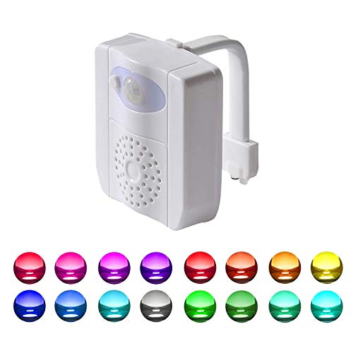 Riaxuebiy 16 Couleurs Changement Lumiere Cuvette WC, Lampe de Toilette Cuvette LED Lampe Automatique Veilleuse Détecteur Mouvement (A)