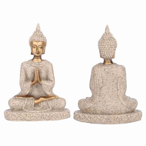 Estatua de Buda Meditando Decorativa Dorada miniatura 5