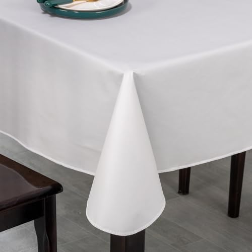 Elegant Rectangular Tablecloth, 100% Waterproof Vinyl, Solid Color Tablecloth, Modern Minimalist Style, Suitable for Dining/Gathering/Picnic/Kitchen Table Decoration(Light Gray,70"x52" Rectangular)