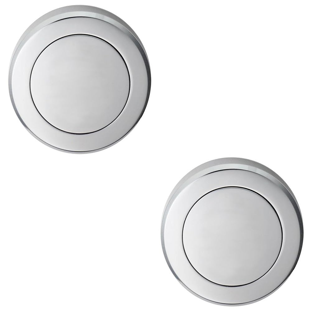 2 Pack - Screwless Round Blank Escutcheon Cover - Polished Chrome 50mm Door Key Plate