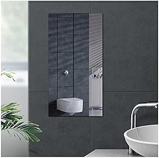 Jiayaus 60x40 Soft Flexible Mirror Wall Stickers Non Glass DIY Door Self Adhesive Sticker Waterproof Plastic Mirror Body Mirror Tiles For Home Living Room Bedroom