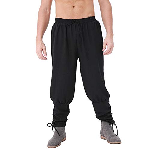 Boomtrader Men's Spring Summer Autumn Ankle Banded Pants Viking Trousers Renaissance Gothic Pants (2 - //coolthings.us