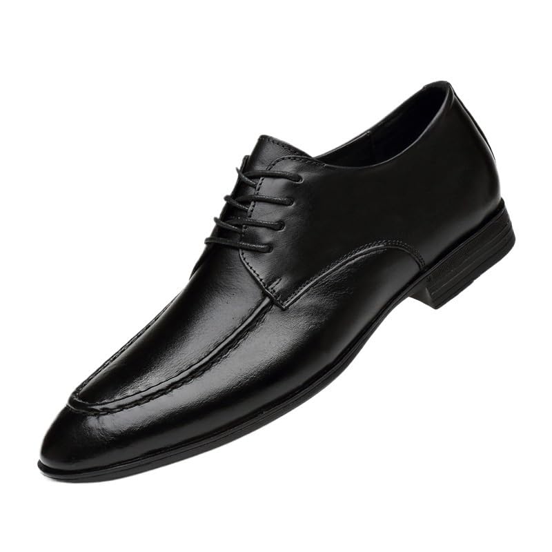 Men's Lace-Up Dress Shoes Men Classic Pointed Toe Oxford Business Shoes Casual Retro Wedding Work Shoes(Black,7.5)