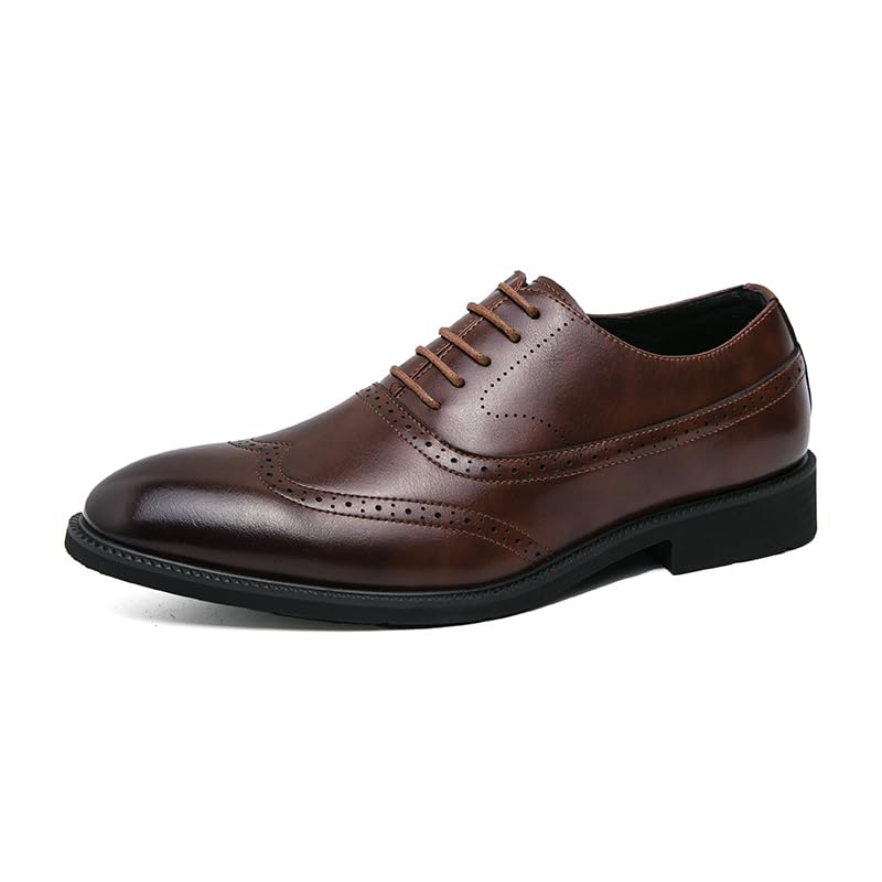 Classic Black Leather Brogue Oxford Shoes for Men - Timeless Style with Perforated Detailing