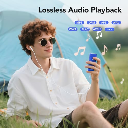 Image of AGPTEK A02PL 64GB MP3 Player, 65 Hours Playback Music Player, Deep Blue | Lossless Sound, Supports up to 128GB