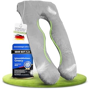 Greacy Seitenschläferkissen mit Bezug [waschbar - Flexible Füllung] Stillkissen XXL | Pregnancy Pillow | Kissen Schwangerschaft | Body Pillow | Schlafkissen Lesekissen | Schwangerschaftskissen