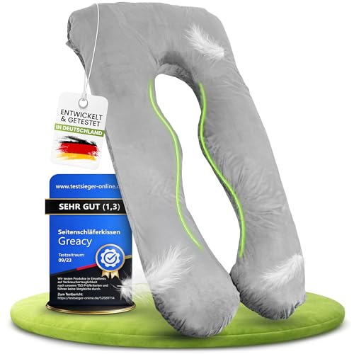 Greacy Seitenschläferkissen mit Bezug [waschbar - Flexible Füllung] Stillkissen XXL | Pregnancy Pillow | Kissen Schwangerschaft | Body Pillow | Schlafkissen Lesekissen | Schwangerschaftskissen