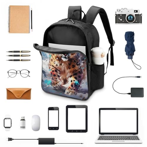 Mochila escolar de moda Snow Leopard para colegio y extraescolares 4