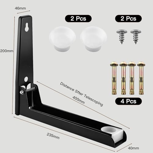 2 STK Wandregal Mikrowellenhalterung | Edelstahl Einstellbar – Halterung für Mikrowelle & Kleinen Backofen