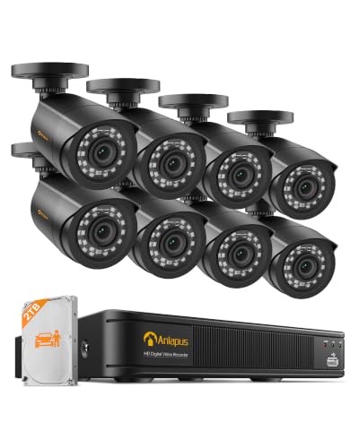 Anlapus H.265+ 8CH 1080P 2TB Kit Caméra de Surveillance Extérieure 2MP avec DVR Enregistreur...