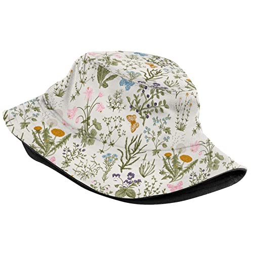 Voohddy Vintage Wild Flowers Herb Floral Bucket Hat Sun Beach Packable Fisherman Cap For Women Men Summer Outdoor Hiking thumb #1