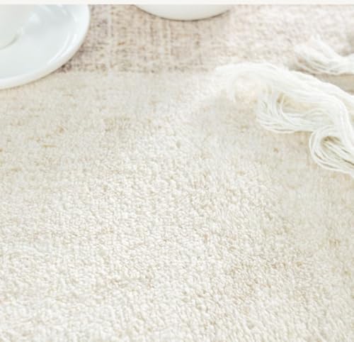 Tapis de salon doux et isolant à rayures géométriques crème YHT078 A - 3