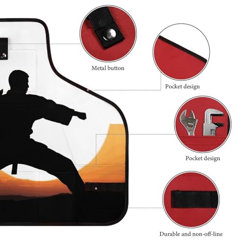 Delantal de trabajo Karate silhouette ajustable con 8 bolsillos miniatura 3