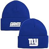 Outerstuff NFL Kids Youth 8-20 Officially Licensed Sideline Sport Knit Cold Weather Cuffed Beanie Hat (New York Giants - Blue)