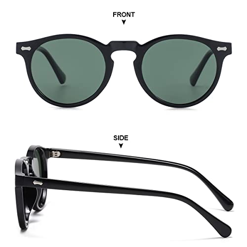 Image of Gleyemor Vintage Polarized Sunglasses for Men Round Sunglasses UV400 Protection Retro Hand-crafted Acetate Frame