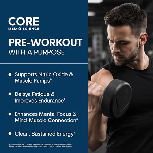 Image of Core Med Science Pre Workout Powder for Men & Women - NSF Certified for Sport - Low Stim with Caffeine, L-Citrulline, Beta Alanine & Alpha GPC for Clean Energy, Focus & Pumps - Bombsicle, 30 Servings