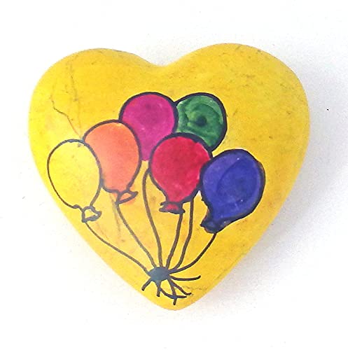 Speckstein-hart geel "Happy Birthday/Ballons" ca. 4x4cm - Image 3
