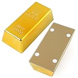 qiyifang Juguete de barra de oro falsa | Juguete falso de ladrillo dorado con ABS - Tesoro simulado ladrillo dorado brillante tope de puerta de ladrillo dorado novedoso regalo broma para artes y