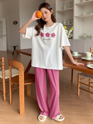 Image of Lymio Womens Korean Night Dress | Full Pyjama Set | Korean Nightsuit | Women Nightwear |Round Neck Full Sleeve Nightsuit | Loungewear | Everyday Nightdress (W-ND-6)