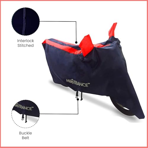 Image of Mototrance All Weather Protection Two Wheeler Cover for All Bikes /Royal Enfiled /Upto Pulsar 160CC to 350CC | Anti Dust, Water Resistant, Heat Resistant, UV Proof with Mirror Pocket | Arc Red