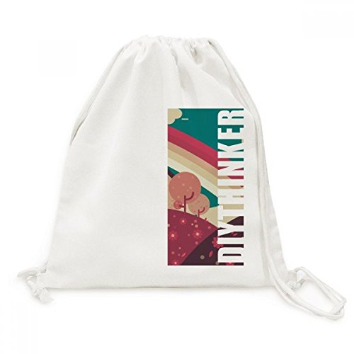 Toile Drawstring Backpack sac à dos cordon amovible voyage et grand sac shopping tissu