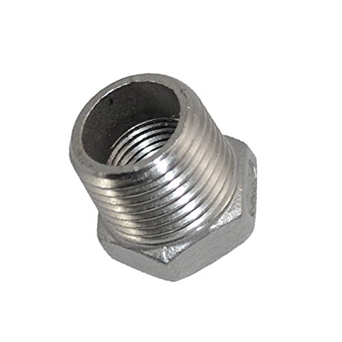 LOZOME Stainless Steel Reducer Hex Bushing, 1/2\" Male NPT to 3/8\" Female NPT, Reducing Cast Pipe Adapter Fitting