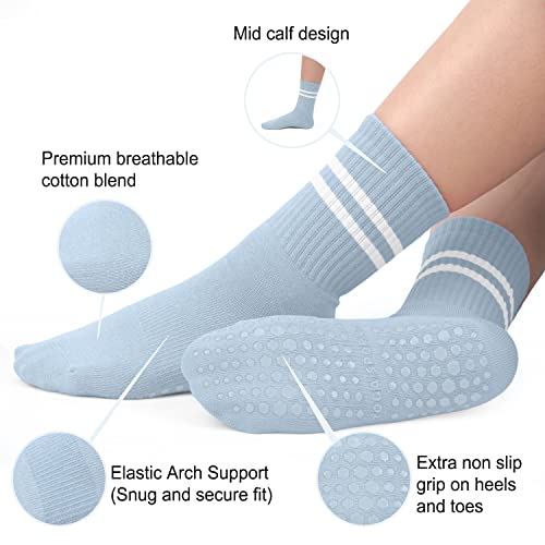 Pilates Socks Yoga Socks With Grips For Women Non-Slip Grip Socks For Pure Barre, Ballet, Dance, Workout, Hospital,4 Pairs Assorted,S-M #TOP1