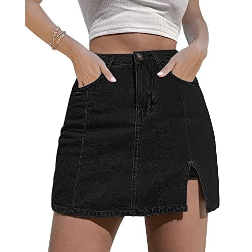 luvamia Denim Skorts for Women - High-Waisted Black Skirt