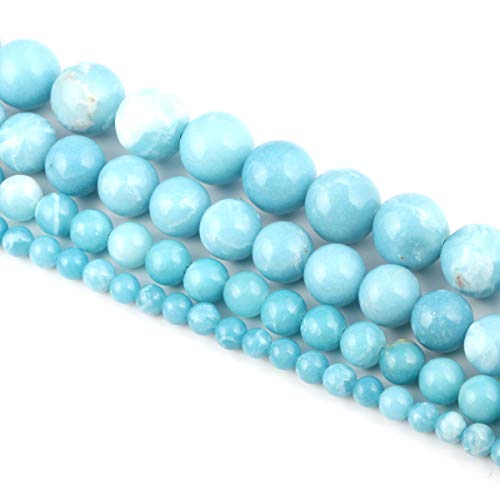 Larimar Beads 6 Mm Beads Natural Stone Round Loose Beads For Jewelry Making Beads For Bracelets Beautiful Gift 1 Strand 15" (6 Mm, Larimar) #TOP3