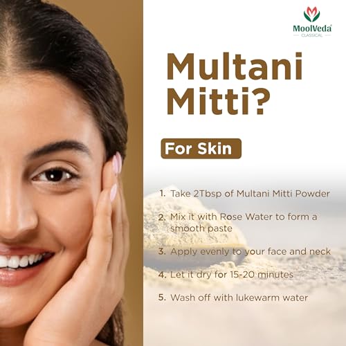 Image of Pure & Natural Herbal Multani Mitti for Face, Skin Whitening, Face mask and Facial, Skin Care, and Glowing Dry Skin, 100gm