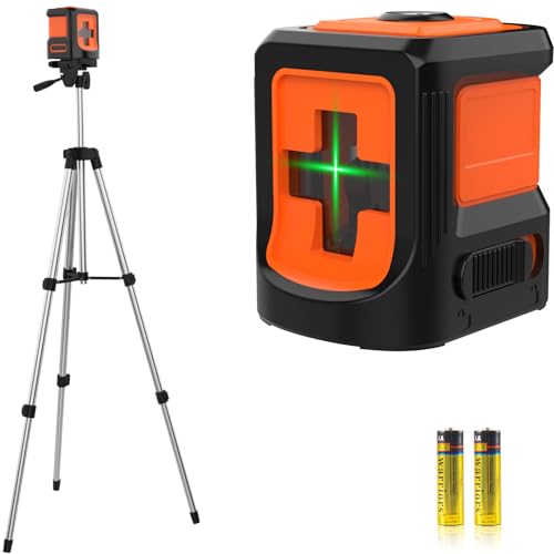 Laser Level with Tripod, LP LEIPOR Green Cross Line Lazer Leveler Tool for Picture Hanging Construction Floor Tile Wall Home Renovation, Indoor Project, Battery Included