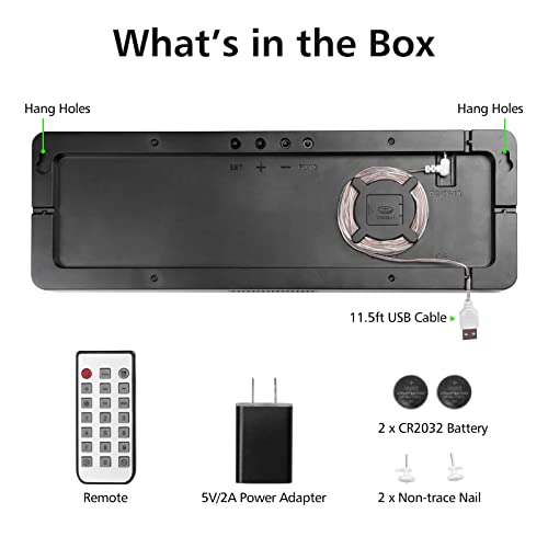 Zgrmbo 16" Large Digital Wall Clock With Remote, Large Display Digital Clock With Time Date Temp Week, 12/24H, Auto/Custom Brightness, Timer, Wall Mount For Living Room/Gym/Shop/Warehouse/Office Decor #TOP6