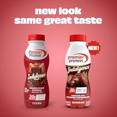 Premier Protein Shake INDULGENCE, Chocolate Covered Strawberry, 30g Protein, 170 Calories, 3g Sugar, 11.5 fl oz, 12 Pack (Packaging May Vary)