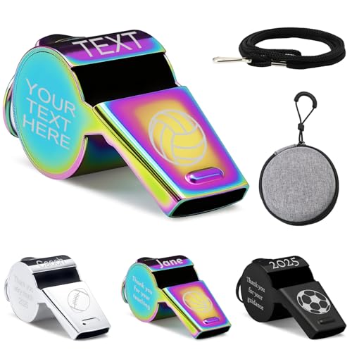 Reuhen Personalized Whistle with Engraved Text and Logo,Custom Name Coach Loud Whistle, Safety Whistles for Teachers Coaches Referee Lifeguards Emergency Outdoor Camping (Style-3)