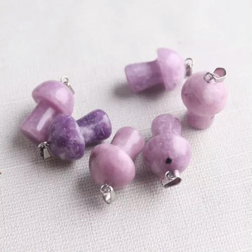 Pendentif champignon jade violet bijoux cristal pierre naturelle minéraux loisirs créatifs lot 50