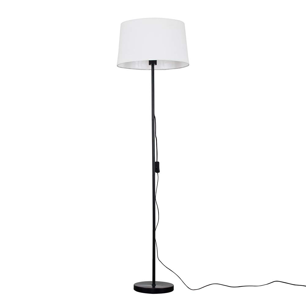 Minisun White | Modern Standard Floor Lamp In A Black Metal Finish With A Faux Linen Tapered Shade | Floor Lamps & Torchieres, Home Décor & Improvement Essential | Includes Bulb [3000K Warm ]