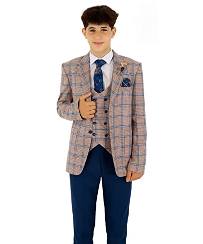 Costume garçon bleu marine et pêche idéal pour un mariage ou un cortège chic