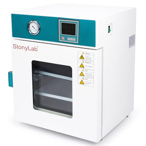 stonylab Vakuumtrocknungsofen, 24l/0,9 cu ft Labortrocknungs-und Heizofen mit Vakuummeter und Digitaler Steuerung, Vacuum Drying Oven, 220V/RT+10-250℃, Edelstahl